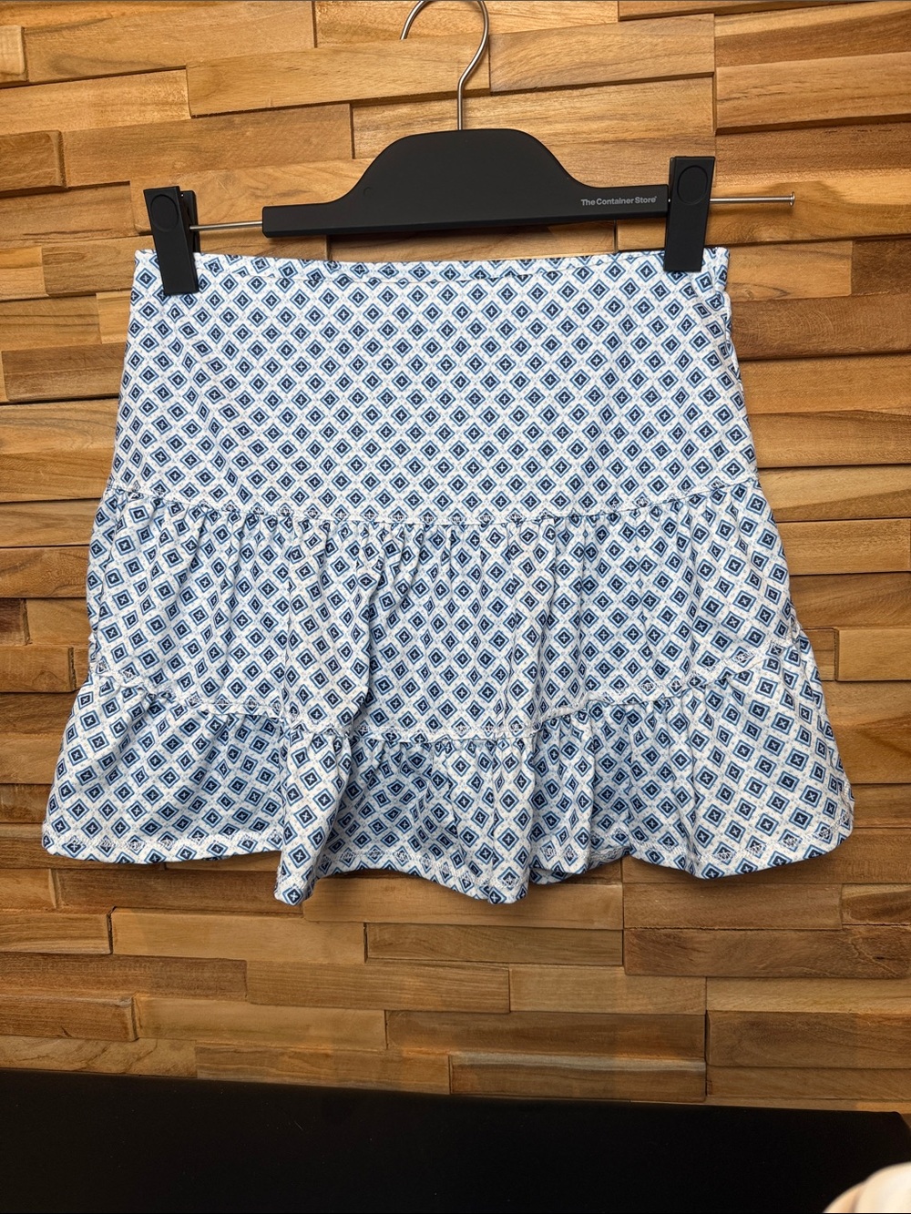 Lucky In Love Women's White and Blue Patterned Tiered Skirt